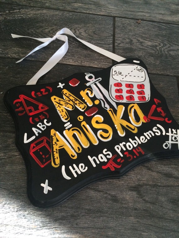 Math Teacher Sign Hand Painted Teacher Door Sign Hanger