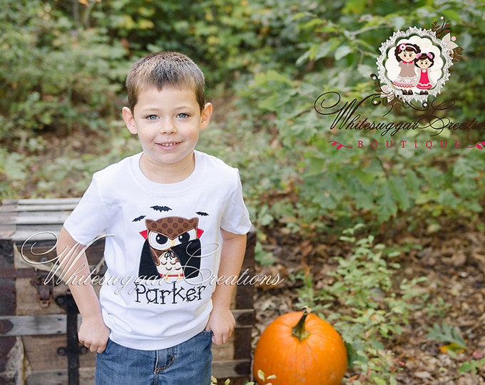 Halloween Vampire Owl Shirt - Custom Shirt - Boys Halloween Shirt - Dracula Shirt - Vampire Shirt - Holiday Outfit - Baby First Halloween