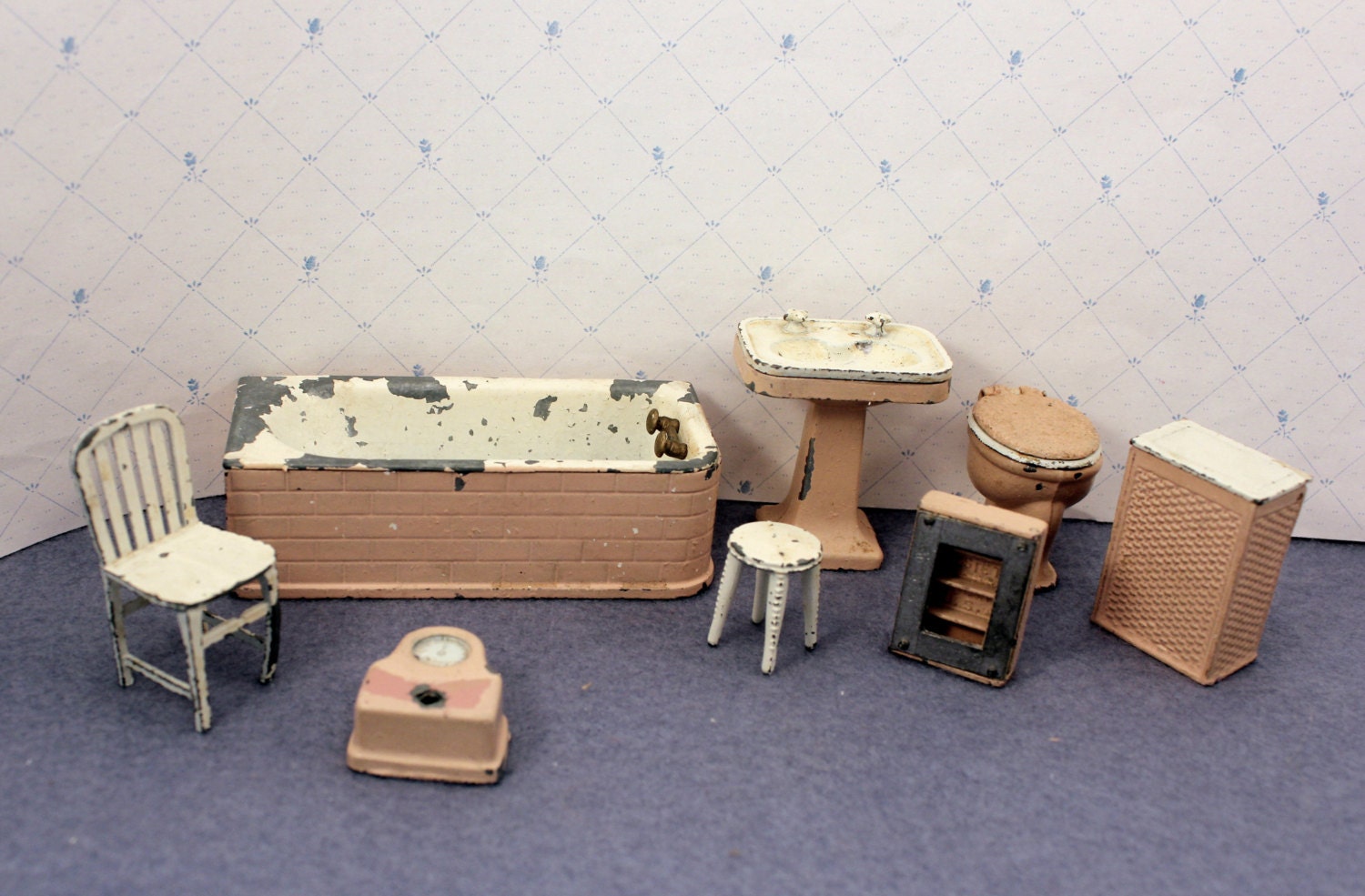 Tootsie Toy Bathroom Dollhouse Furniture 8 Piece Set Pink Haute Juice