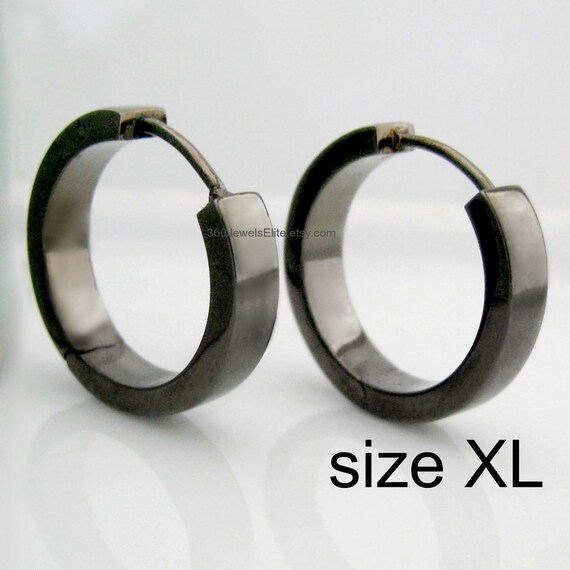 Extra Large Black Hoop Earrings for Men Men's Earrings