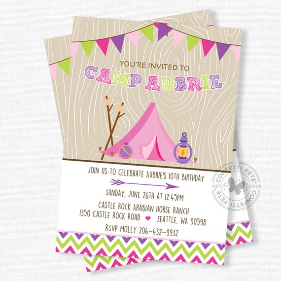 Glamping Birthday Invitation Glam Camping Party Campfire