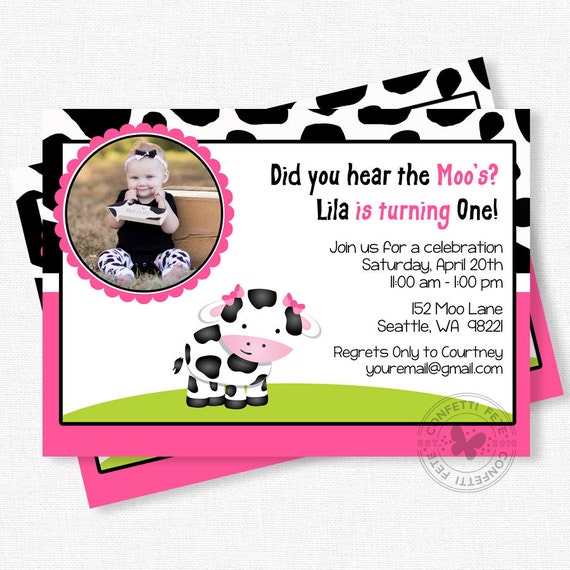 Cow Birthday Party Invitations 8