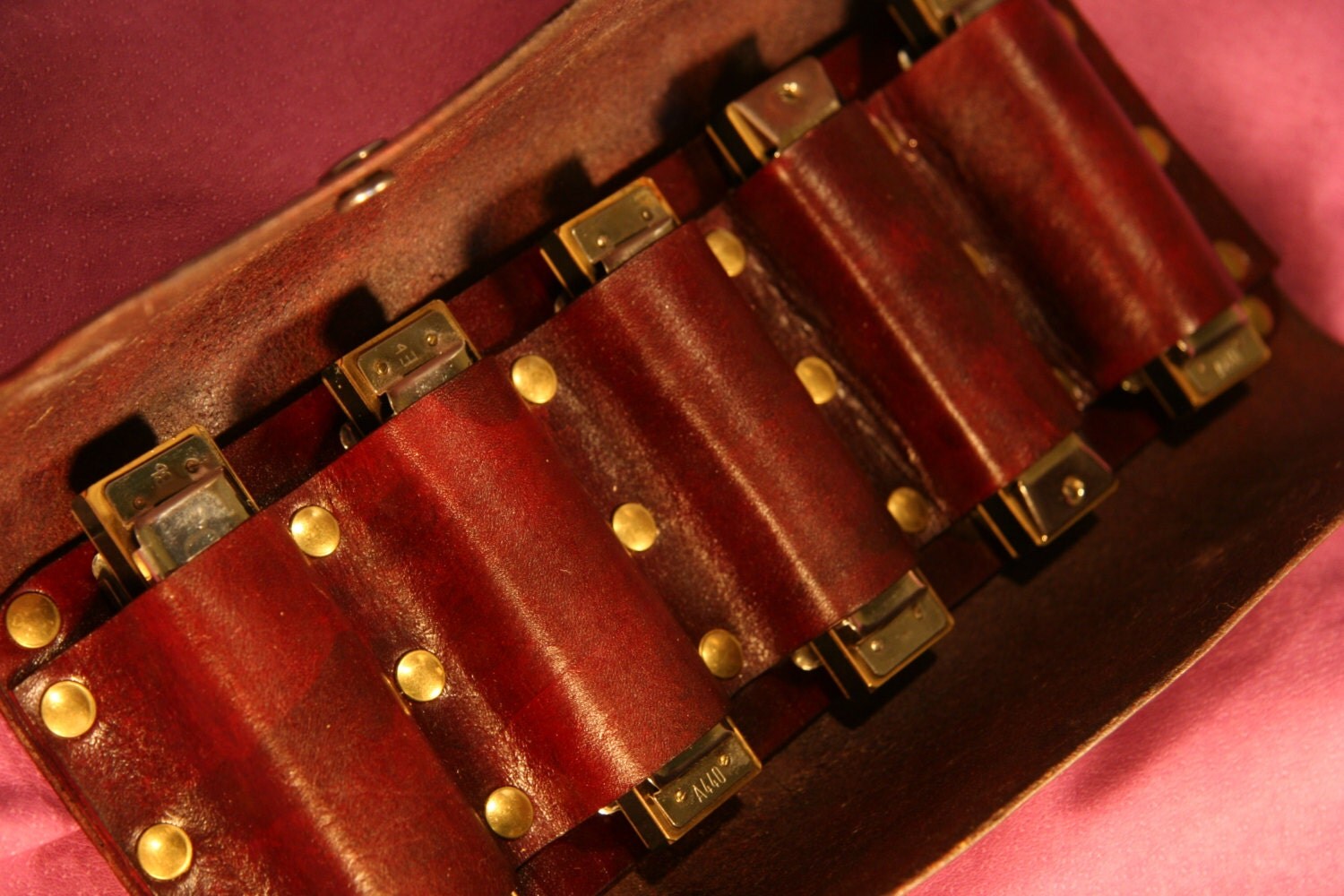 5 Pack Leather Harmonica case Brown Harmonica by BigValleyLeather