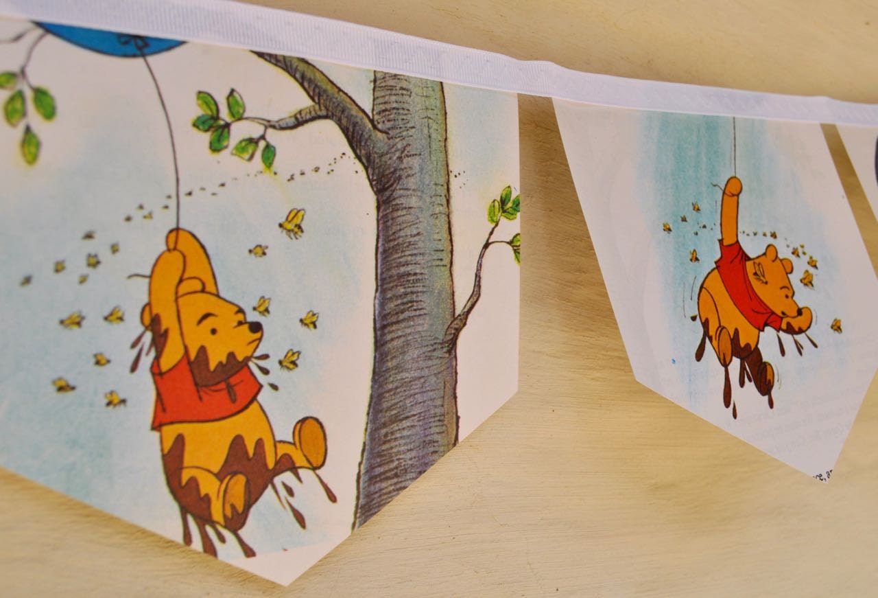 WINNIE the POOH and HONEY Tree Banner Vintage Little Golden