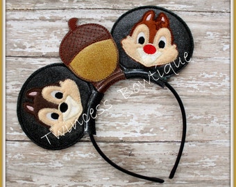 Chipmunk Mouse Ears Headband - CUSTOM - Twincess Bowtique