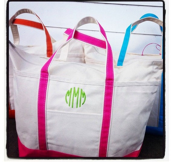 Canvas Beach Tote Bags Monogrammed Beach Bag from by thepalmgifts