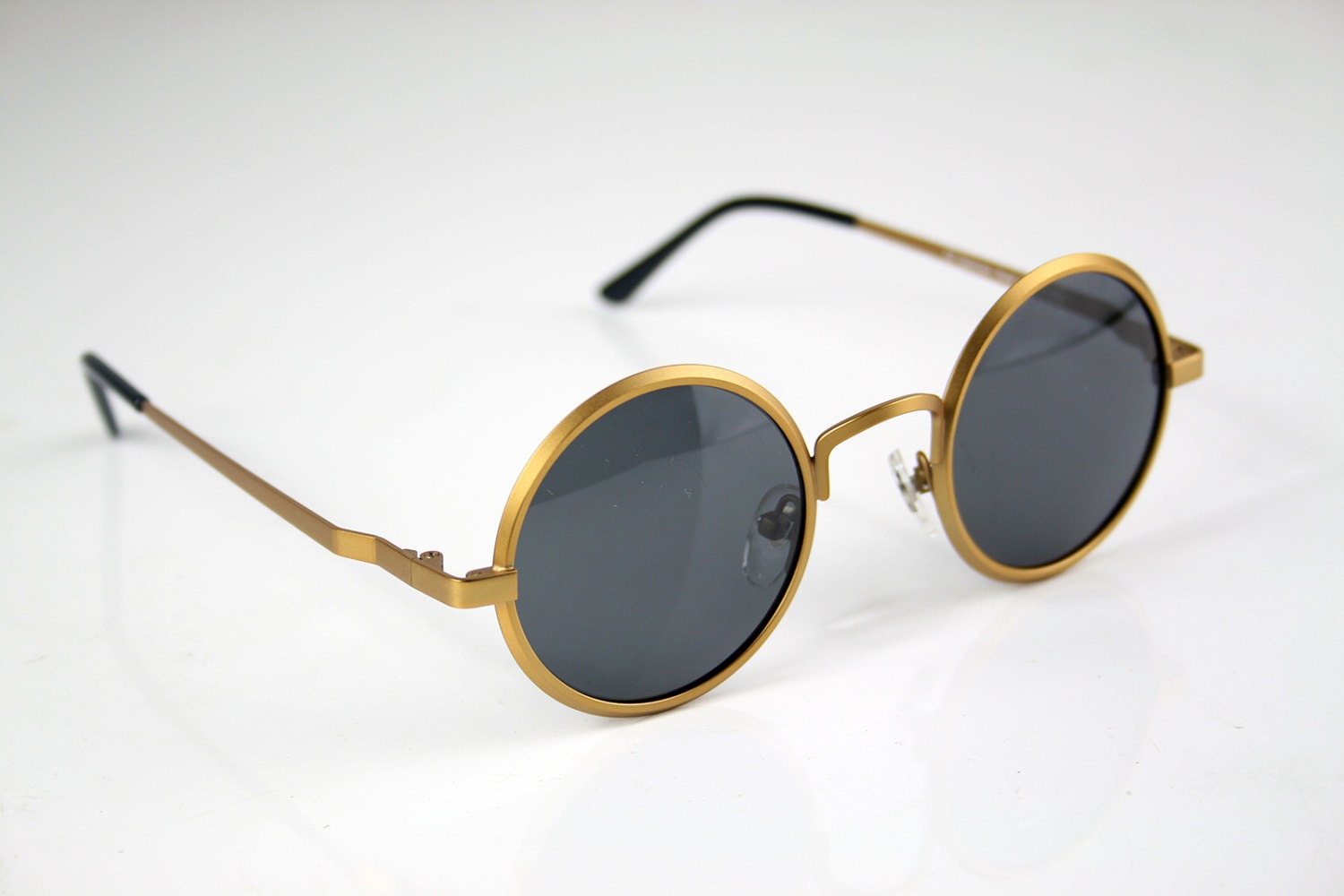 Round Sunglasses Gold Vintage Retro Unisex Steampunk Goth John Lennon Style Round Sunglasses 