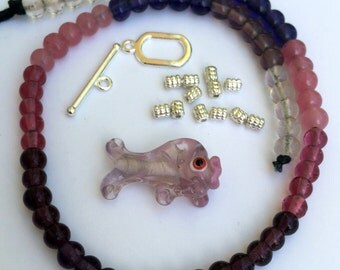 Glass Fish and Shades of Pink, Purple and Lavendar Glass rounds 6mm Beads of Plenty Kit™