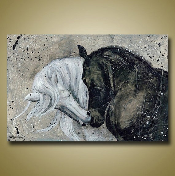 Abstract Horse Art Black and White Horse Limited by BrittsFineArt