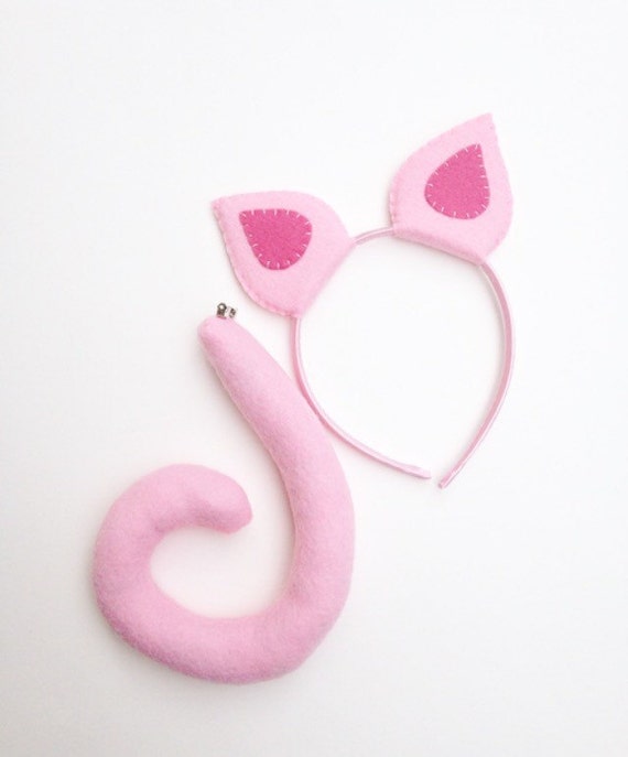 Wool Felt Pig Ears Headband & Tail by TheThreadHouse on Etsy
