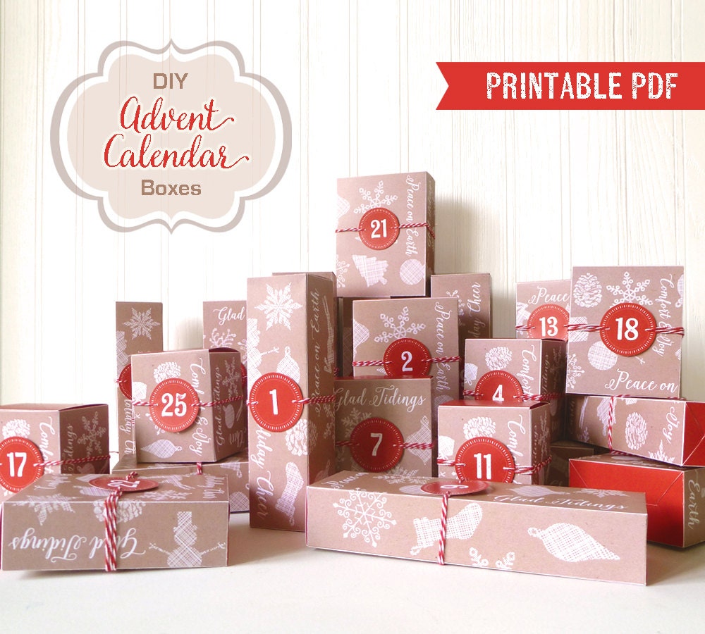 Advent Calendar Printable Boxes DIY Advent Calendar PDF