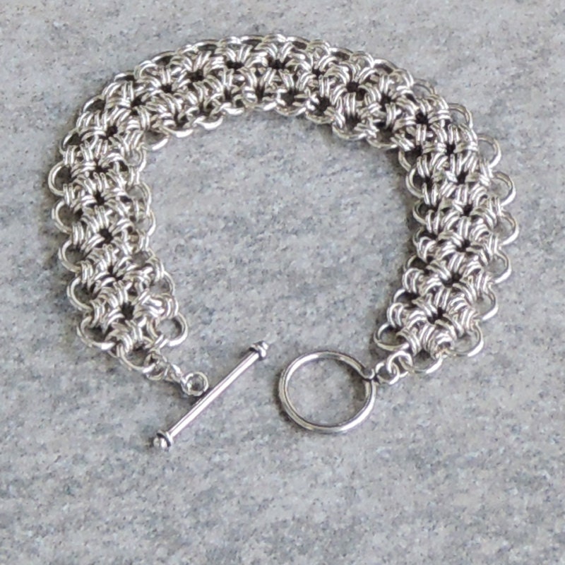 Handmade Sterling Silver Chain Mail Bracelet by ariesjewelrydesign