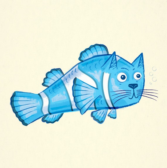 Catfish - Childrens decor - Limited Edition - Animal Art Print - iOTA iLLUSTRATiON