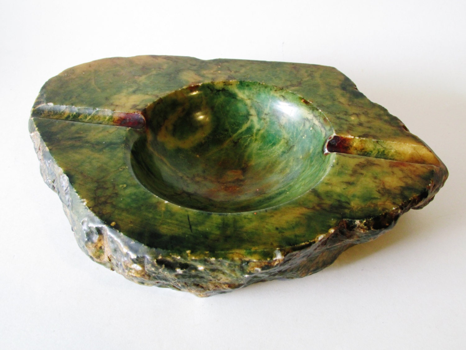 Vintage Green Marble Ashtray Alabaster Italian Ash Tray