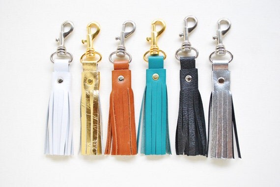 Leather Tassel Keychain use as Handbag Charm Keyring Purse