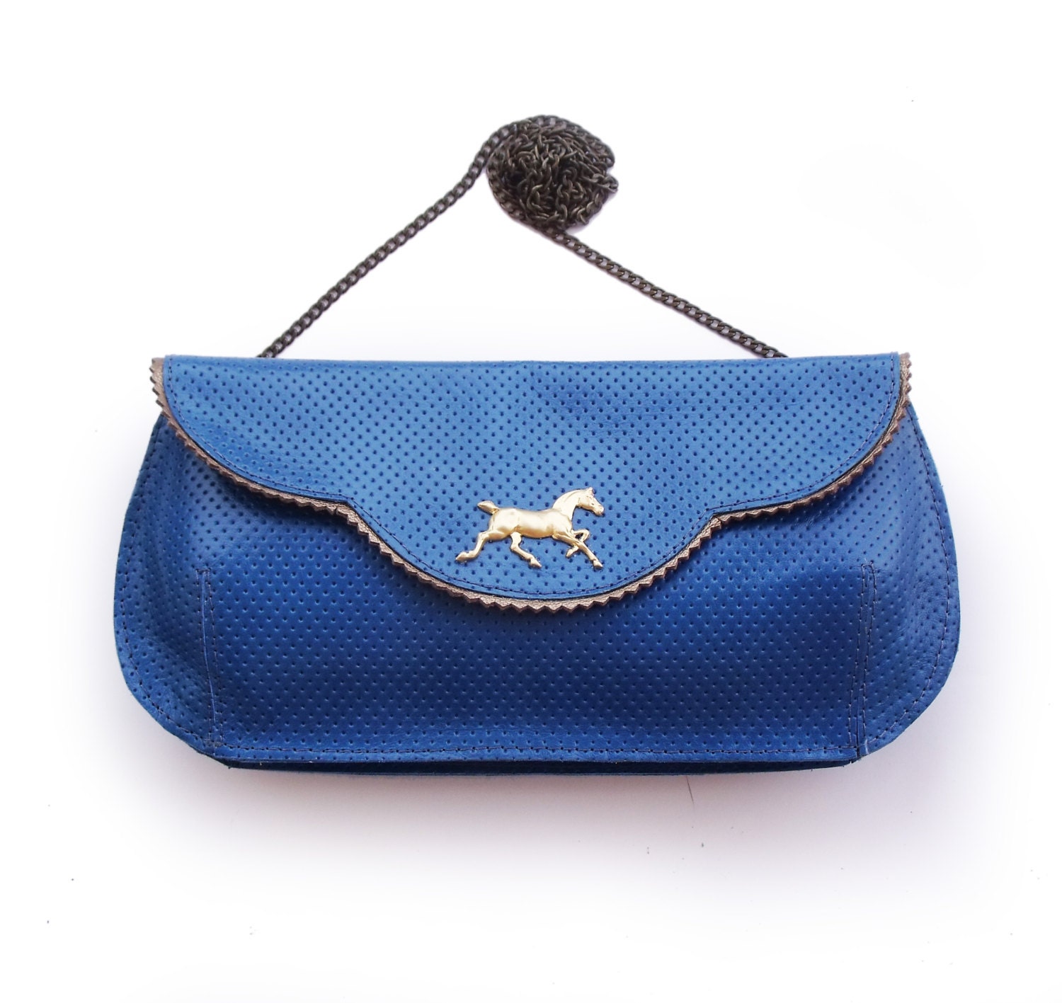 Leather clutch Blue clutch Evening bag Blue by LiberinaBags