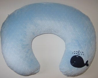 Boppy Cover, Whale, Bobby Pillow Cover, Boppy Slipcover, Nautical Boppy Cover, Minky Choice Of Color, Baby Gift, Custom Baby Bedding