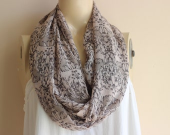 Rabbit Infinity Scarf/Pale Salmon Circle Scarf /Loop Scarf/Salmon Tube Scarf