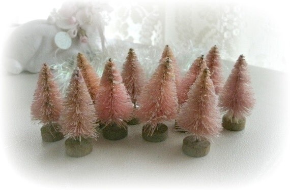 brush supplies bottle tree trees BLUSH vintage shabby tiny in bottle teeny PINK 1 brush 10 1/2