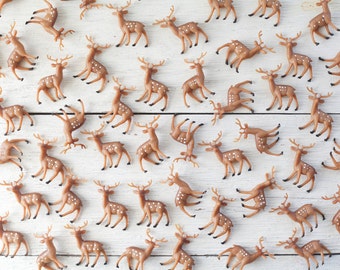 Miniature Plastic Deer Bulk Set - 50 Tiny Woodland Deer Craft Figurines