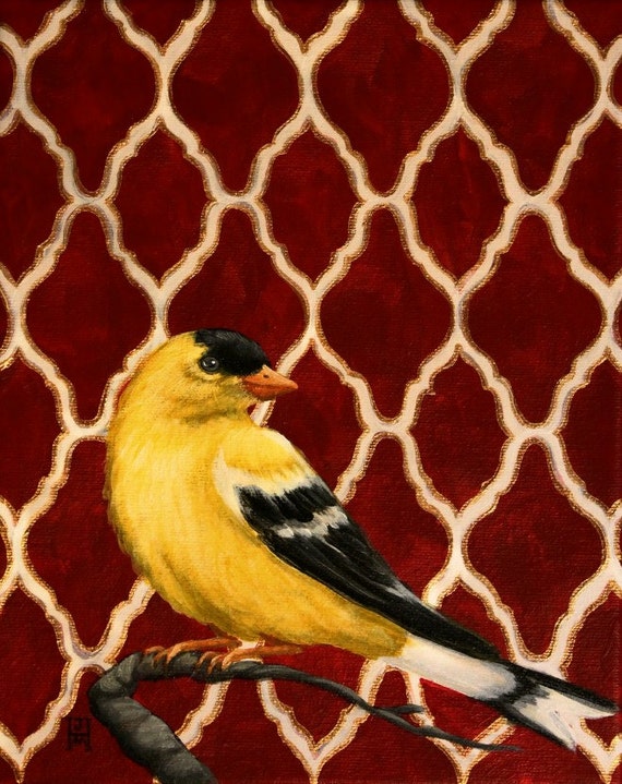 Yellow Finch Original Art Painting by jennifermckayhiggins on Etsy