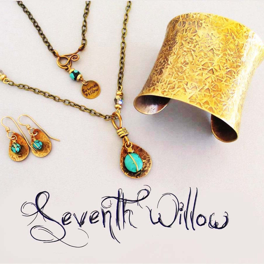 Handmade Jewelry in Hammered Metal Crystal and by SeventhWillow