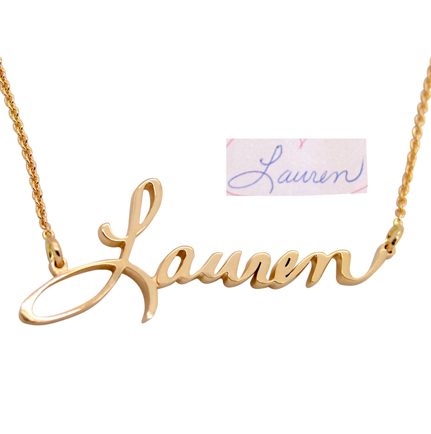 Custom Handwriting Jewelry 14K Gold Custom Name Necklace