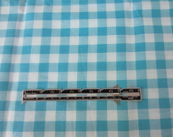 Vintage gingham check fabric. Turquiose and aqua check fabric. NOS