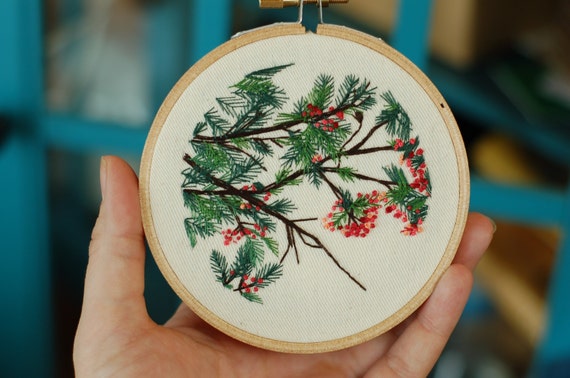 READY TO SHIP Hand Embroidered Tree. Hand Stitched by HOOPLASTITCH