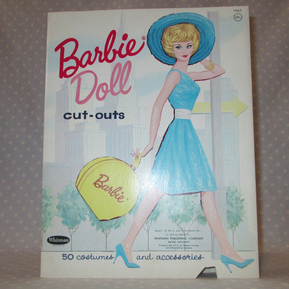 Vintage Barbie Doll Cut-Outs Paper Dolls 1963 Whitman Used Cut