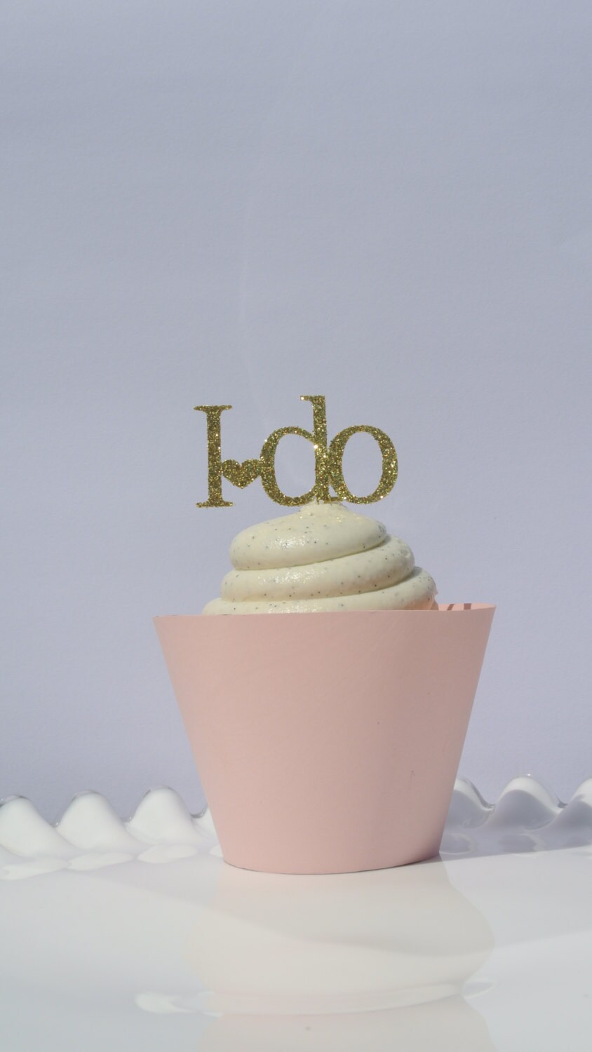 I DO CUPCAKE TOPPERS Engagement party decor Gold Cupcake