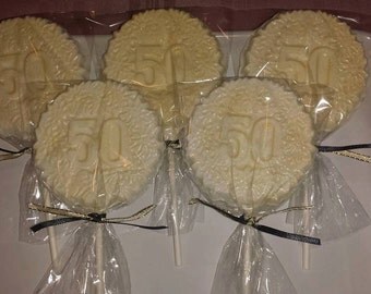 Number 50 Chocolate Lollipops, 50th Anniversary, 50th Birthday, Favors, Candy Table