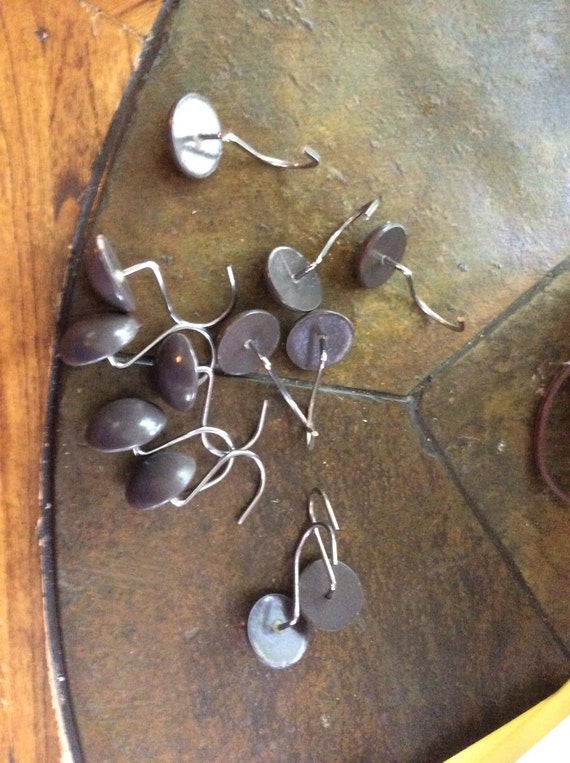 vintage set of brown button shower curtain hooks 12 brown