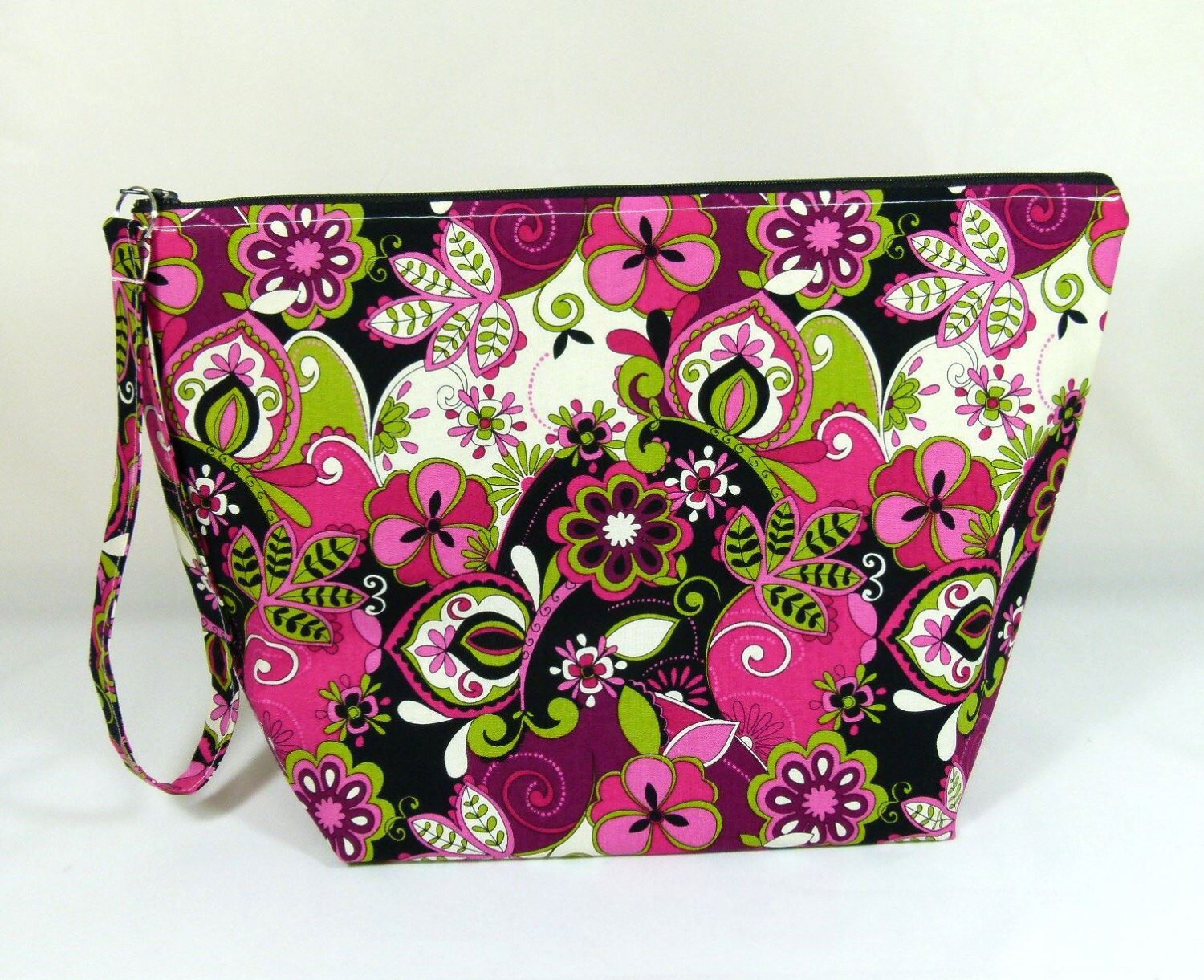 Knitting Project Bag Large Zipper Wedge Bag in Purple