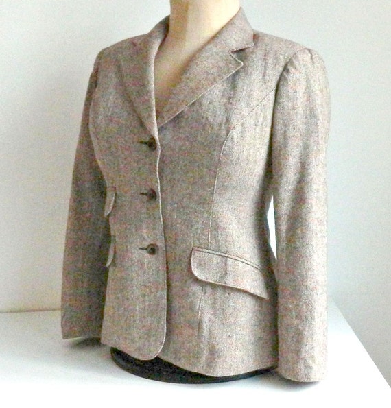 Tweed Blazer 1970s Vintage Brown Tailored Jacket by retrogroovie