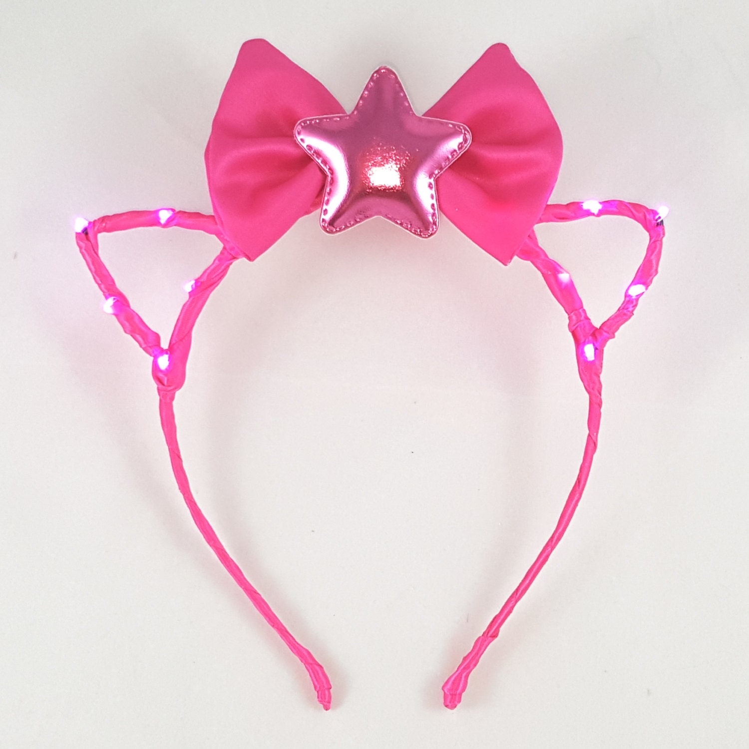  Pink  LED Cat  Ears  Headband  Star Headband  Rave Outfit