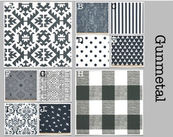 Custom Baby Crib Bedding -Design Your Own Bedding/ Dorm Bedding- Glider Cushions-Gunmetal- dark gray