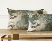 Vine / Linen Oblong Cushion 14"x 22".  Green..  /  FRAGMENTS