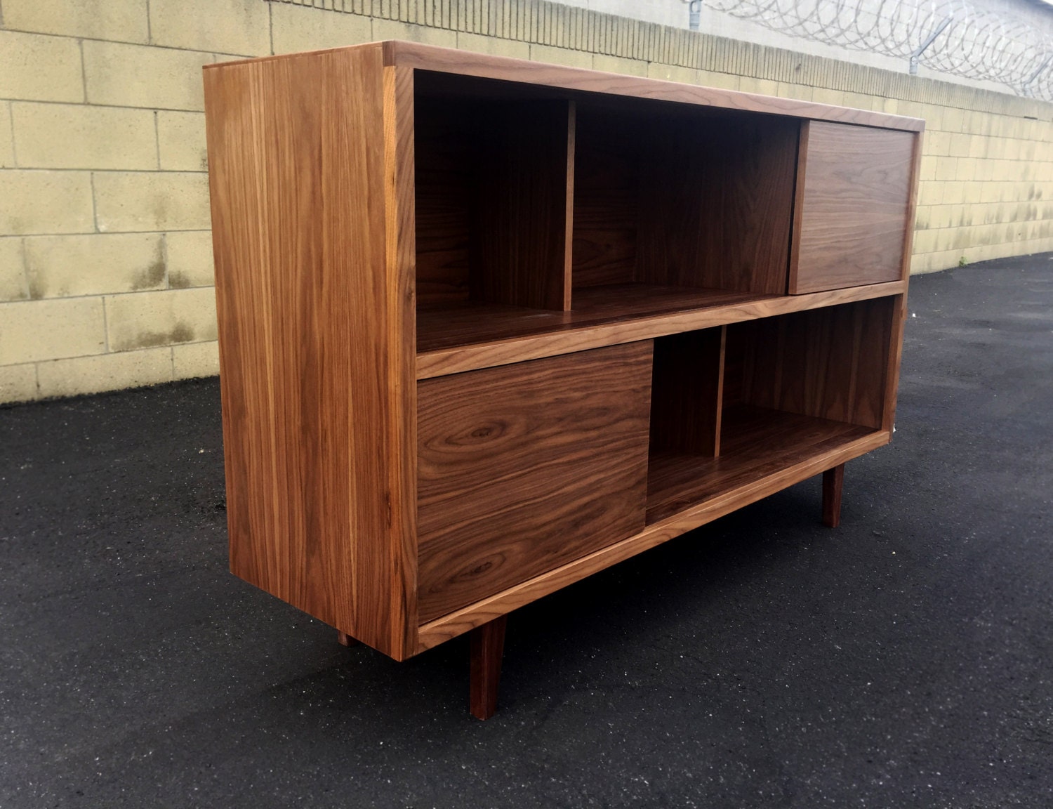 Mid century modern record storage vinyl storage TV by MonkeHaus