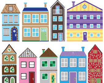 Digital Graphics, Bright Housewarming Clipart, Handmade Digital Clip Art, Invitation Clipart, Commercial Use