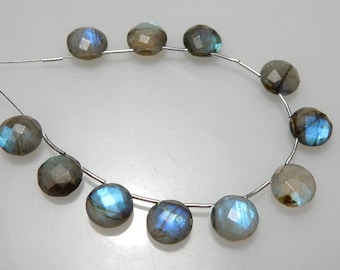 Blue Fire Labradorite Briolette Faceted Coin Beads Size - 10x10MM Approx11 Beads - Beautiful Wholesale Price