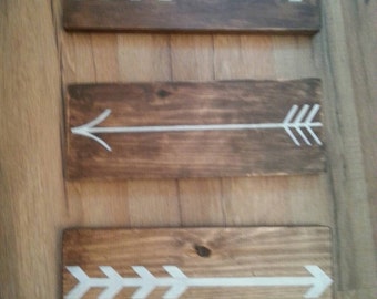 Arrow sign-set of 3-wall hanging-stained wood-nursery-