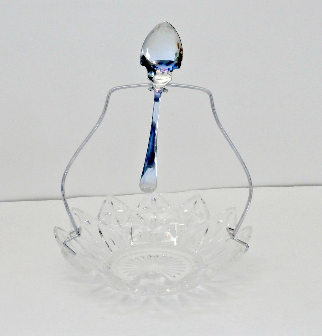 Vintage crystal and silver chutney condiment dish retro antique candy