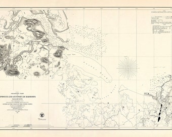 1899 Nautical Chart of Salem Harbor by AtomicPhoto on Etsy