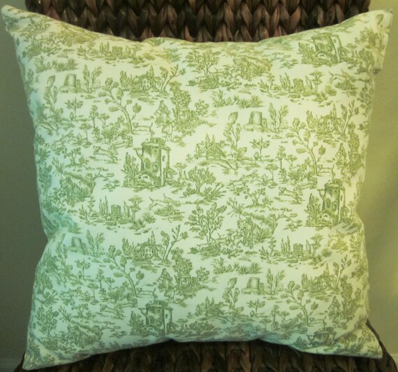 Green Toile Pillow Cover Paris Accent Pillow Decorative