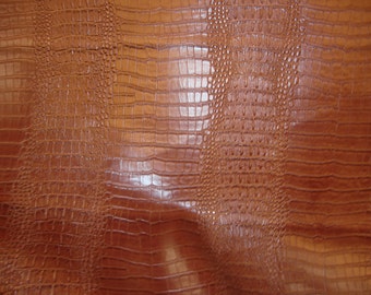 Vinyl Faux Leather Crocodile Nile Mocha embossed Faux vinyl fake upholstery fabric sold per yard 55" Wide
