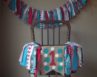 WEEKEND SALE Ends Sunday Dr Seuss Birthday Banner Highchair Banner Photo Prop, Rag Tie High Chair Banner