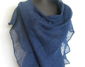 REGULAR PRICE Linen Shawl Cape Clothing Dark Blue Stripes Striped / Clothing For Women