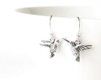Hummingbird earrings, cute bird charm earings, good luck earrings for women, meaningful gift for daughter