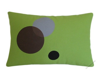 Avocado Green Circles Decorative Throw Pillow Cover / Pillow Case / Cushion Cover / Cotton / 12x18"